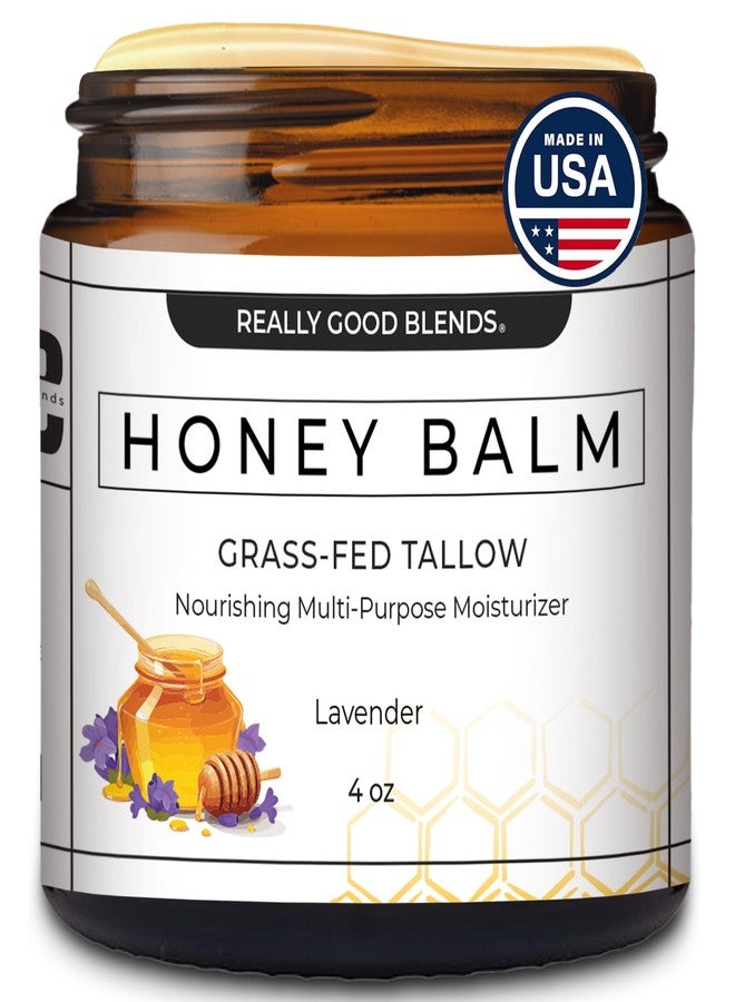 Really Good Blends - Tallow and Honey Balm, XL Size, Organic Body Butter, Grass-Fed Beef Tallow for Skin, Soothing All-Natural Moisturizer for Body and Face | Made in USA - 4 oz (Lavender)
